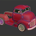 Red Vintage Utility Truck With Classic Design Chrome Accents And White Wall Tires