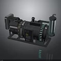 Industrial Mechanical Equipment Featuring Motor Pipes Filter Square Base And Blue Accents