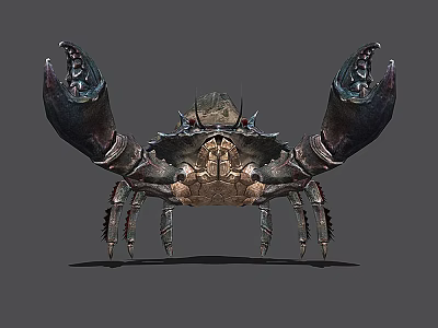 Large Clawed Aquatic Animal Crab with Textured Shell Spiked Exoskeleton and 3D Rendered Design 3d model