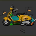 Colorful Vintage Scooter Motorcycles With Various Designs And Reflective Surfaces