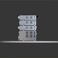 Stacked Electronic Audio Equipment With Knobs Buttons On White Round Platform