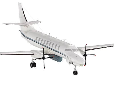 White Propeller Passenger Airplane With Sleek Design Multiple Windows And Landing Gear 3d model