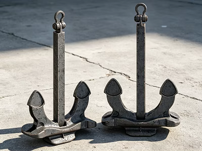 Two Multi Claw Heavy Duty Industrial Metal Anchors For Marine Applications 3d model