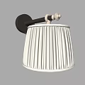 Modern Elegant Wall Lamp with Black Arm Gold Accents and White Pleated Lampshade