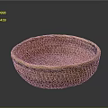 Handwoven Natural Wicker Basket With Round Shape And Intricate Weave Pattern