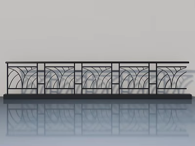 Modern Black Metal Sliding Door With Curved Geometric Patterns And Reflection 3d model