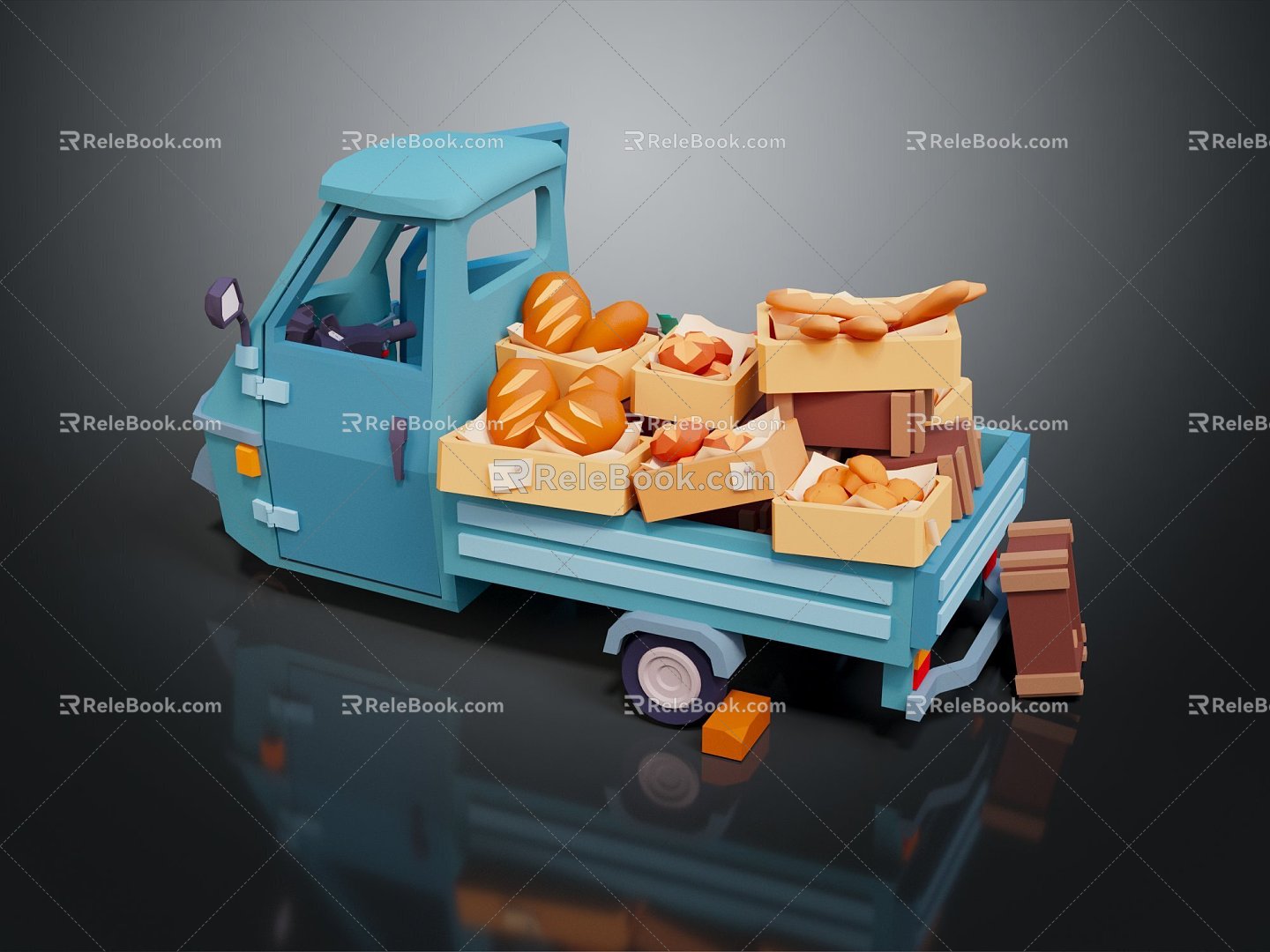 Modern Cartoon Car Food Car Cartoon Food Car Cartoon Bread 3d model