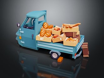 Modern Cartoon Car Food Cartoon Food Cartoon Bread 3d model