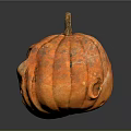 Orange Carved Halloween Pumpkin With Scary Face And Shiny Surface On Dark Background