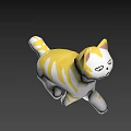 Game Animated Character Yellow And White Striped Cat Walking 3D Model Design