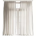 White Sheer Lightweight Curtains With Elegant Flowing Draped Design For Window Decoration 3d model