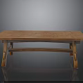 Stylish Wooden Long Table Furniture With Smooth Tabletop And Curved Legs