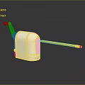 Manual White Pencil Sharpener With Hand Crank Design And Inserted Pencil Yellow Red Tip