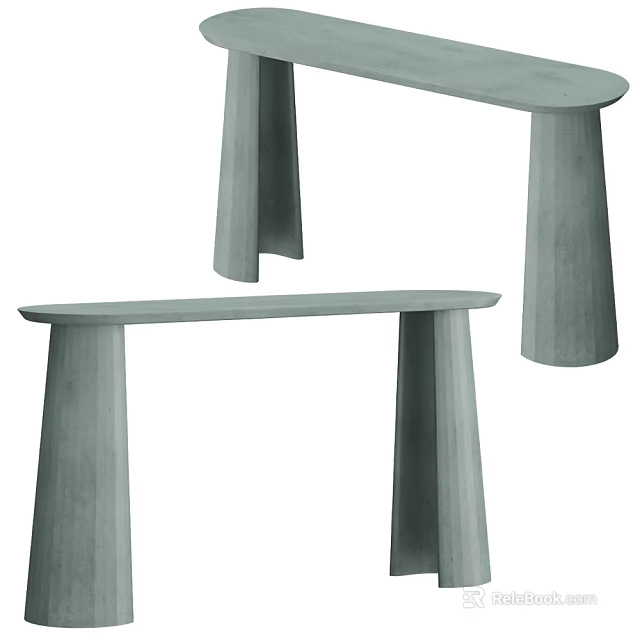 Minimalist Console Table Design With Gray Concrete Legs And Sleek Top 3d model