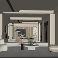 Modern Living Room Interior With Beige Sofa Round Coffee Table And Floor Lamp