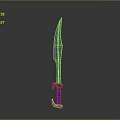 Blue Glowing Sword With Long Blade And Striped Blue Hilt Design
