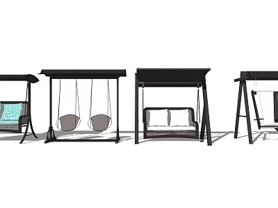 Outdoor Hanging Chairs With Canopy Rattan Seats Metal Frames And Double Seat Options 3d model