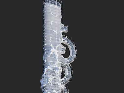 Transparent Modern Architectural Spiral Structure with Intricate Lines and 3D Design 3d model