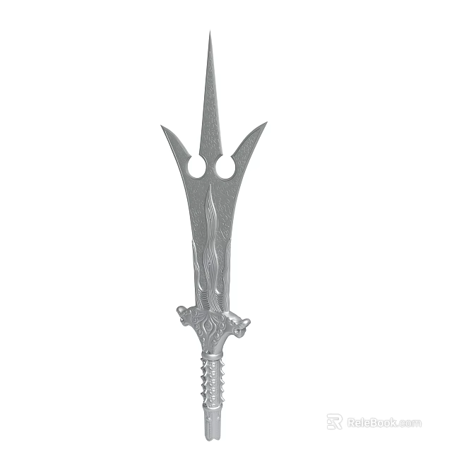 Intricate Decorative Metal Trident With Spiked Head And Ornate Handle Design 3d model 