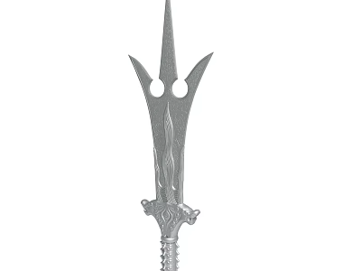 Intricate Decorative Metal Trident With Spiked Head And Ornate Handle Design 3d model