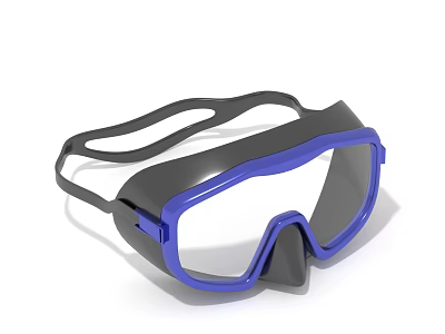 Blue And Black Scuba Diving Mask With Clear Lens And Adjustable Strap 3d model