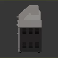 Modern Stainless Steel Outdoor Grill With Blue Lid Knobs Drawers And Storage Cabinets