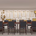 Modern Living Dining Space Interior With Sofa Long Table Chairs Bookshelves And Plant