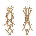 Golden Modern Chandelier With Intertwined Long Strips Interior Design