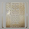 Modern Decorative Room Dividers With Gold-Toned Metal And Intricate Cutout Floral Tree Patterns