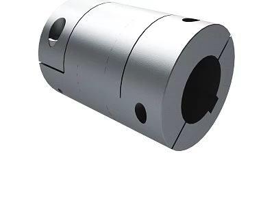 Silver Cylindrical Mechanical Coupling With Precision Holes For Industrial Applications 3d model