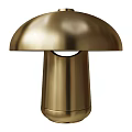 Modern Minimalist Brass Table Lamp With Mushroom Shaped Shade And Sleek Cylinder Base