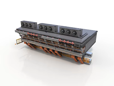 Industrial Mechanical Equipment With Multiple Fans And Metal Heat Dissipation Structure 3d model