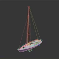White Sailboat With Red Bottom And Tall Mast For Water Transportation