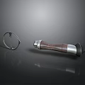Stainless Steel Knife With Wooden Handle And Decorative Metal Ring