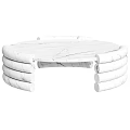 Elegant Natural Round Wooden Coffee Table With Stacked Cylindrical Legs Design