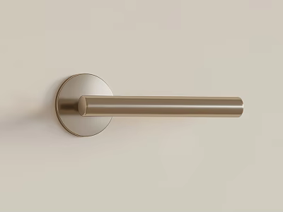 Modern Golden Door Handle With Sleek Design On Light Colored Door Surface 3d model