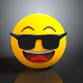 Decorative Figurine Set With Yellow Smiley Face Wearing Black Sunglasses Open Mouth Red Tongue