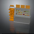Orange Retail Furniture With Shelf And Glass Door Display Cabinet For Fruits And Food Items