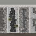 Decorative Stepping Stones Wall Design With Various Stone Arrangements And Green Plants