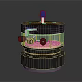 Technical Device With Blue Top Black Body And Circular Platform Featuring Cameras