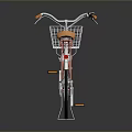 Pink Bicycle With White Basket Orange Seat And Yellow Rims Studio Shot