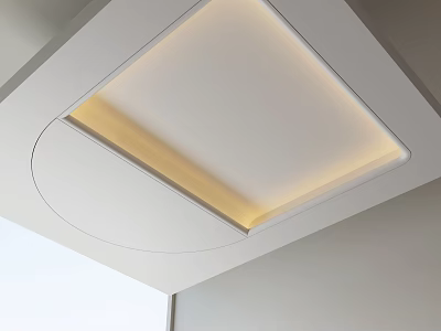 Modern Ceiling Design With Recessed Square Panel And Soft Glow Lighting 3d model