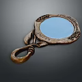 Vintage Decorative Round Hand Mirror With Intricate Metal Frame And Ornate Handle