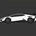 White Sports Car with Black Roof and Rear Spoiler Sleek Aerodynamic Design on Gray Background