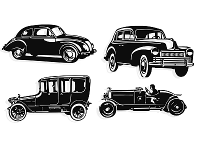 Cartoon Car Silhouette Wall Decoration Pendant Sedan Icon Convertible Classic Car Retro Car Racing Off-Road Vehicle Sports Car Wall Decoration 3d model