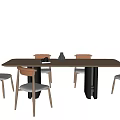 Minimalist Modern Dining Table Set With Four Wooden Chairs And Rectangular Top 3d model