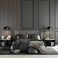 Modern background double bed simple bedding combination 3d model