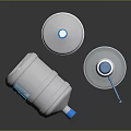 Modern Electronic Water Dispensers With Stainless Steel Bodies And Blue Lids