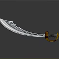 Ornate Traditional Scimitar With Curved Blade Decorative Patterns And Wooden Hilt