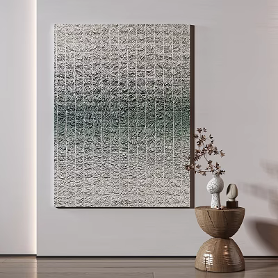 Abstract Textured Wall Art With Decorative Vase And Small Sculptures 3d model